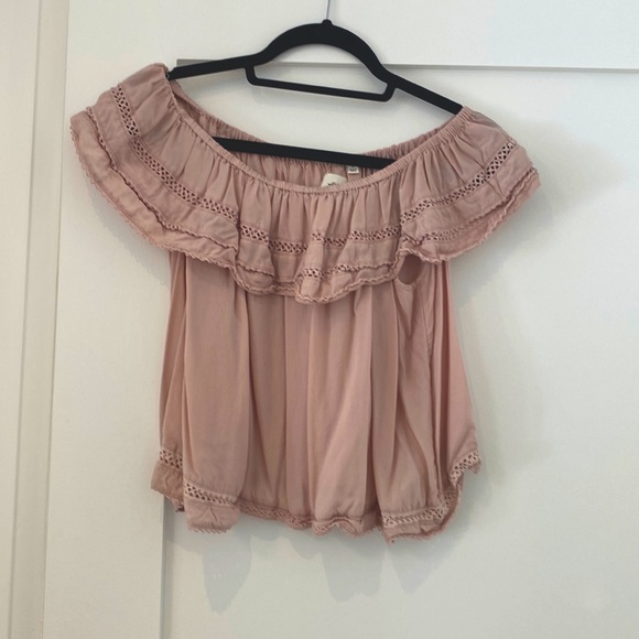 Wilfred off the shoulder crochet top in blush - Picture 1 of 9